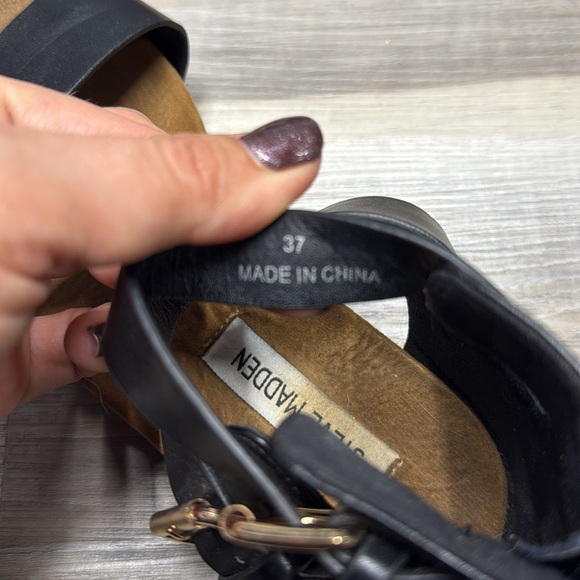🚩 Steve Madden Black Women's Sandals size 37 EURO - Picture 8 of 9